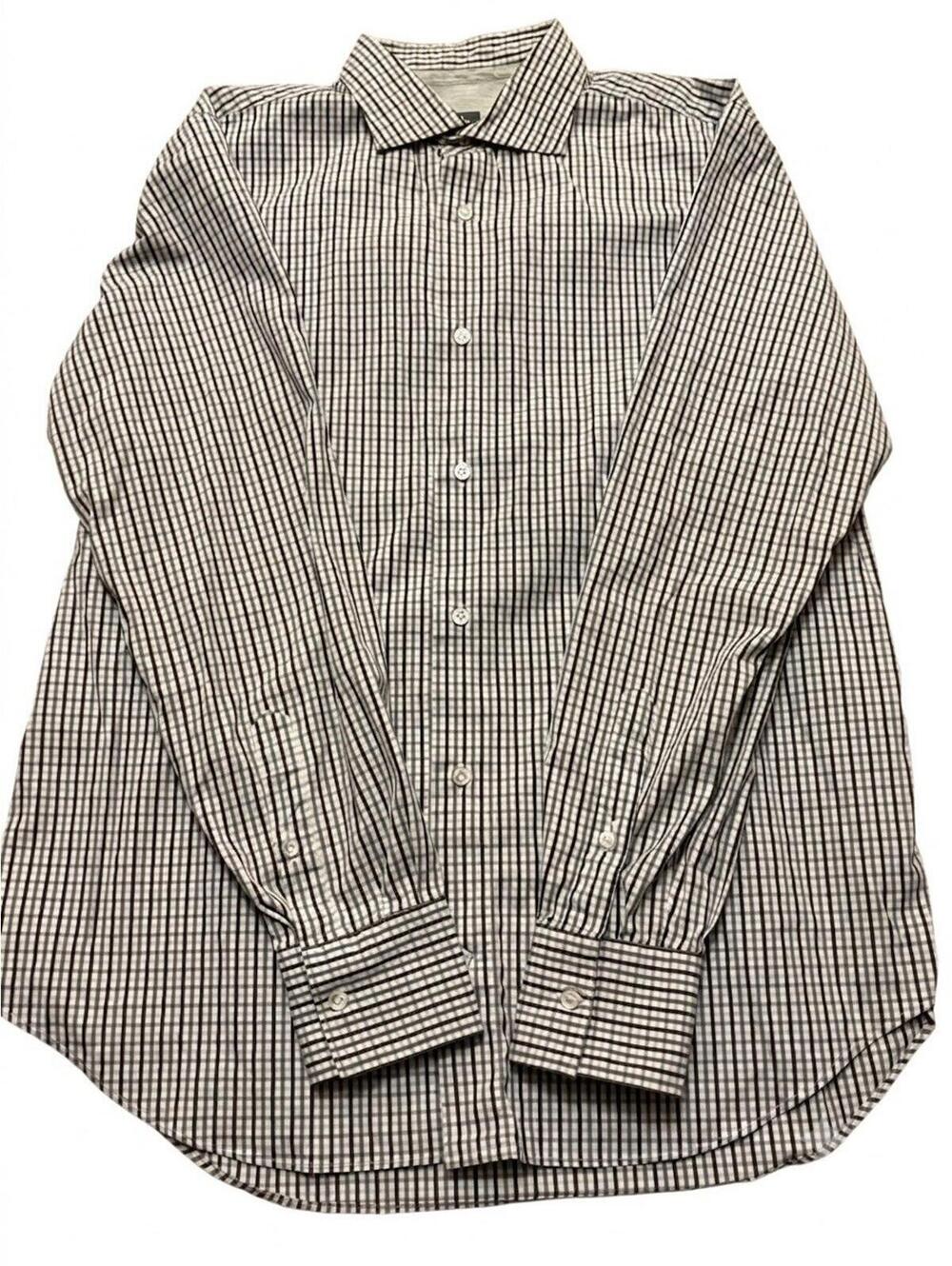 Eleventy First Class Made In Italy Mens Button Down Size 42/16.5 Gingham Check